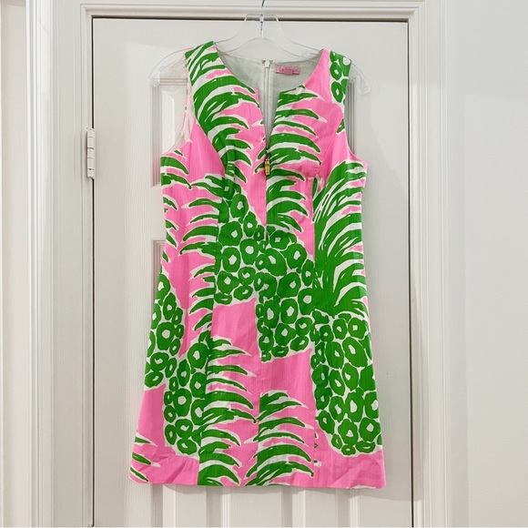 Lilly Pulitzer Dresses & Skirts - Lilly Pulitzer Mila Shift Flamenco Pink Green Pineapple 4 Dress